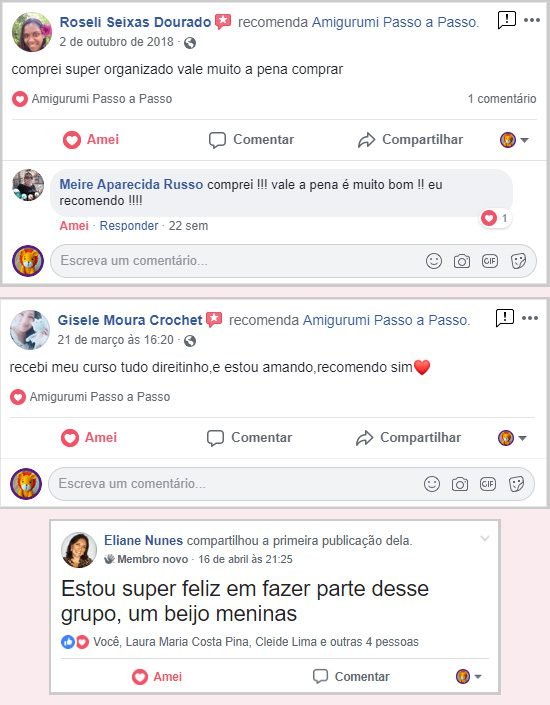 Comentários sobre o grupo de artesãs de amigurumi