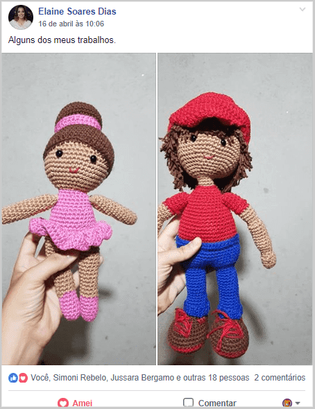 Bonecos bailarina e garoto de amigurumi